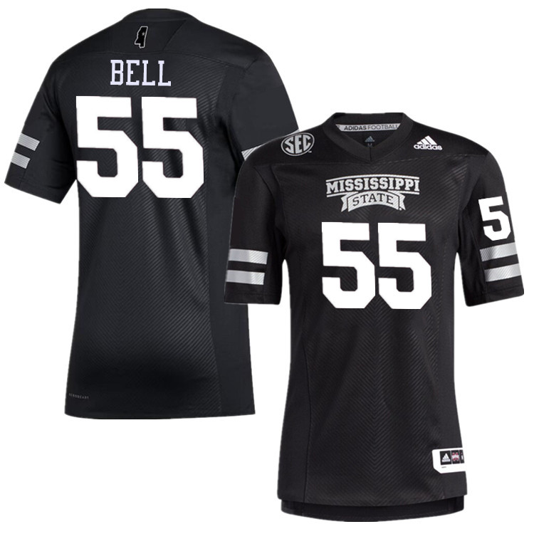 Men #55 Leon Bell Mississippi State Bulldogs College Football Jerseys Stitched-Black